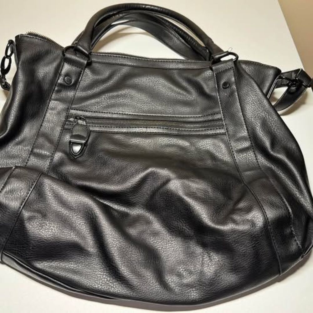 Steve Madden Black Faux Leather Hobo Bag